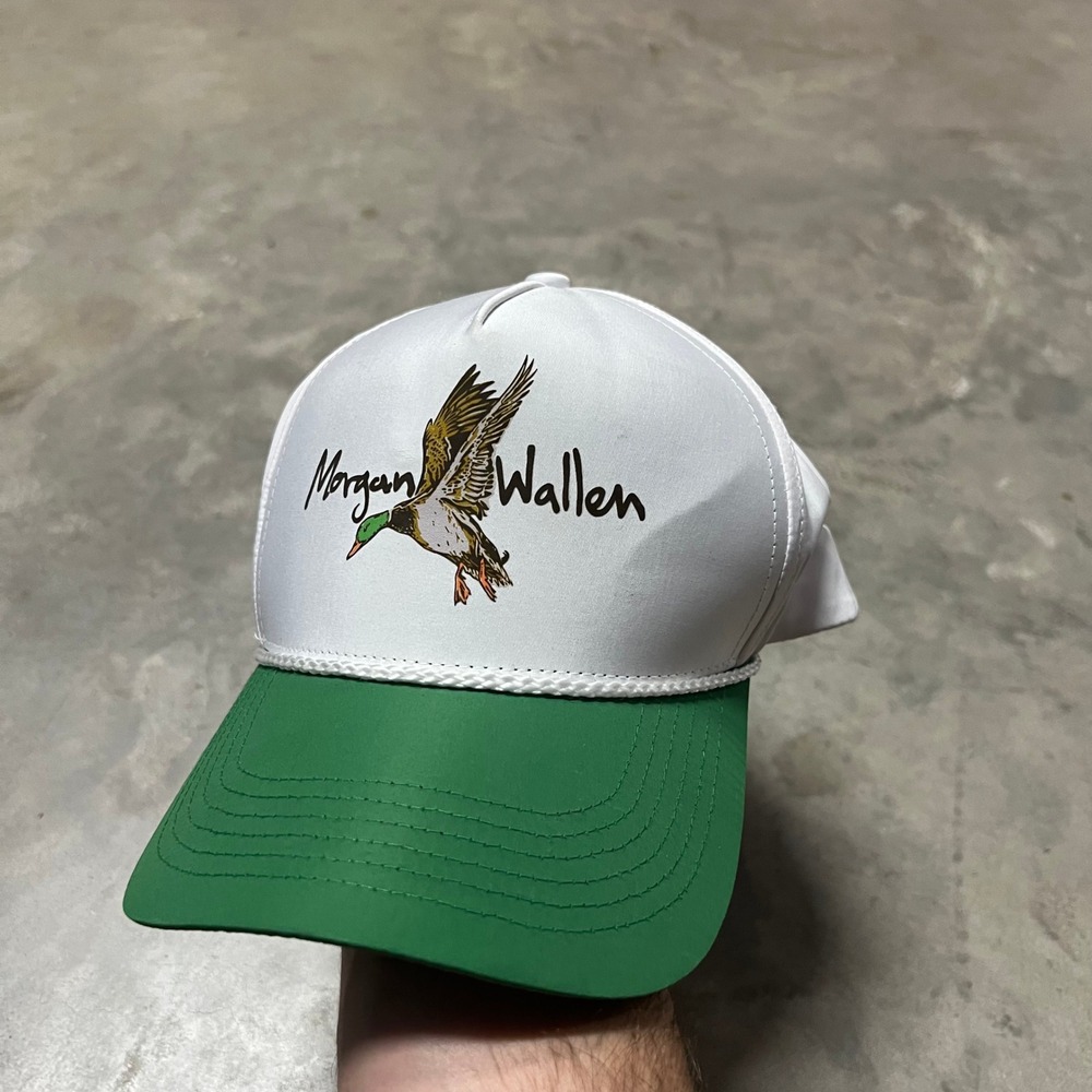 Morgan Wallen Mallard Duck Rope Trucker Hat White Green Snapback Country Music
